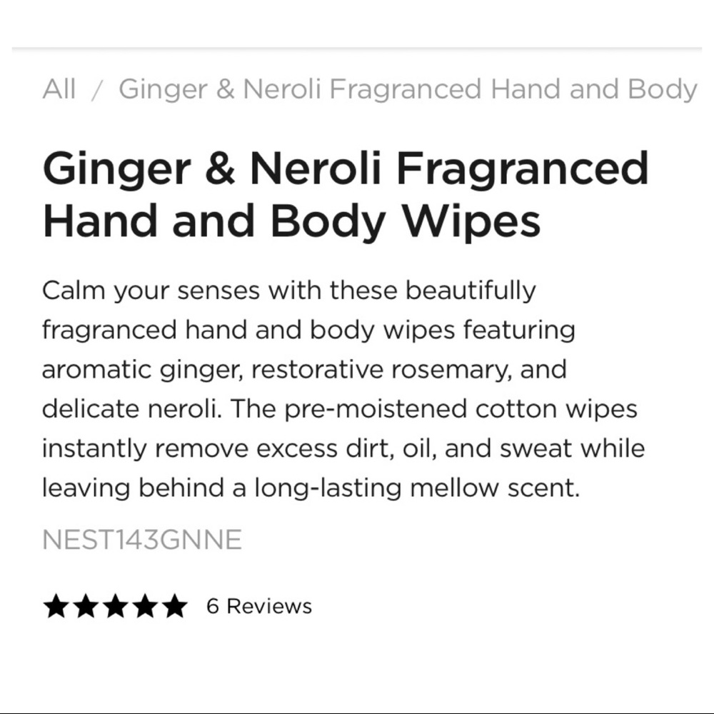 🎉HP🎊 Nest “Ginger & Neroli Body Wipes” Individual On The Go Travel Fresh… - Picture 4 of 15